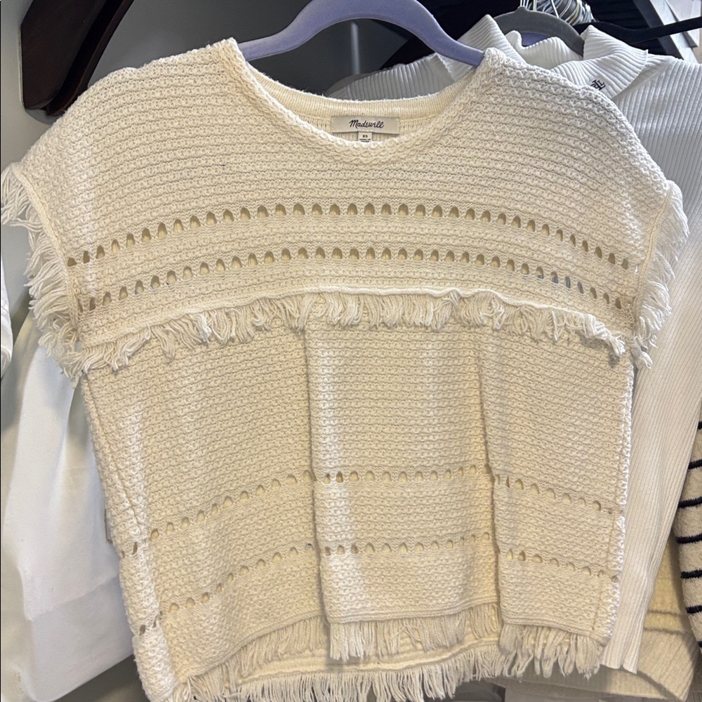 Madewell White Fringe Knit Top - Picture 3 of 3
